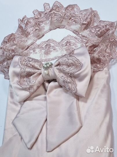 Летний конверт молочный с кружевом