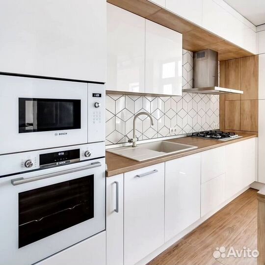 Прямая кухня с мдф фасадами