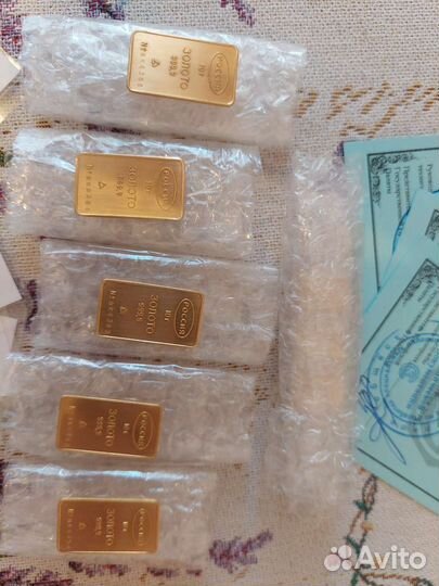 Слитки золото 10гр, 1гр итого 53гр 999,99