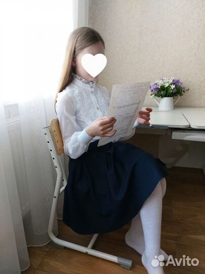 Нарядная белая школьная блузка 140