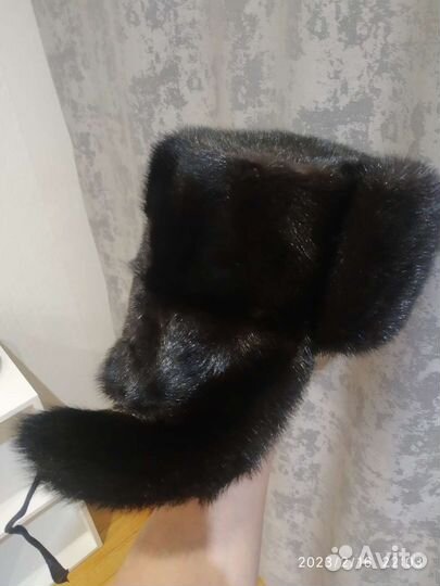 Мужская шапка ушанка мех норки