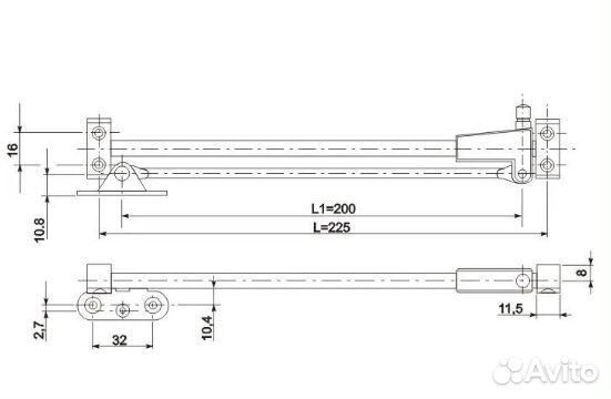 Кронштейн мебельный секретерный правый 240 мм