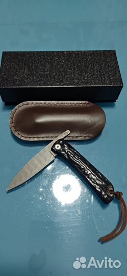 Складной нож дамасская сталь эбеновое дерево