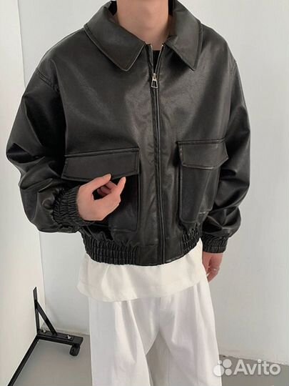 Бомбер винтажный leather balenciaga type
