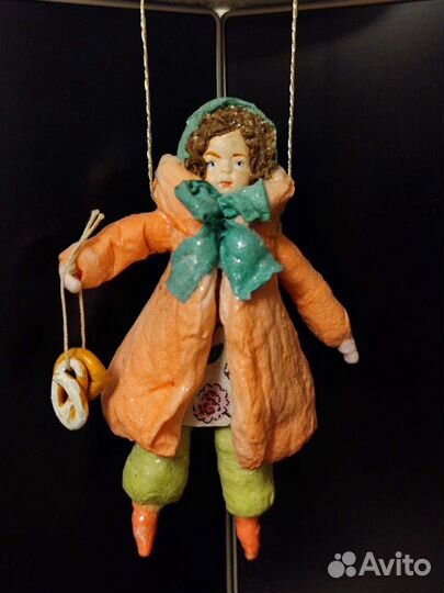 Елочная игрушка из ваты ручной работы