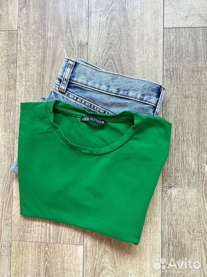 Юбка джинсовая mango+ футба zara