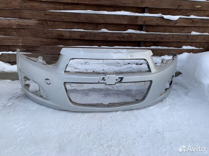 Бампер передний chevrolet aveo T300 (серебро)