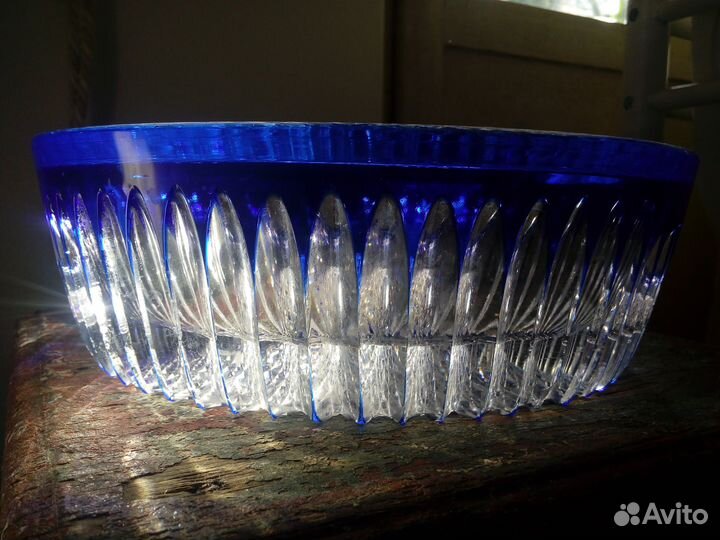Синий Хрусталь Ваза Блюдо Вес 4.2 кг