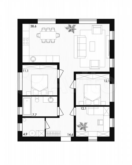 Коттедж 123 м² на участке 7,5 сот.