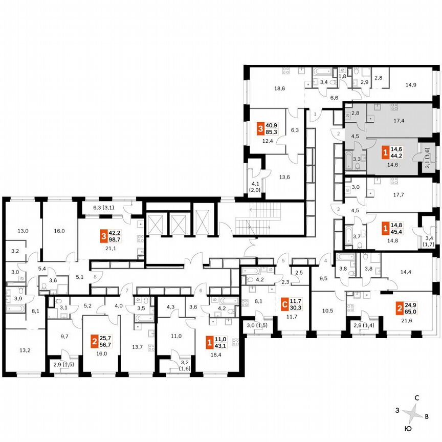 1-к. квартира, 44,3 м², 11/11 эт.
