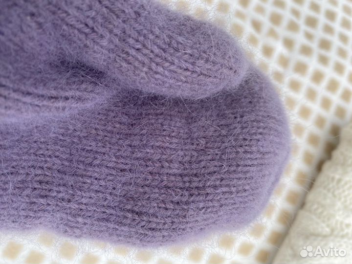 Варежки вязаные. Варежки из пуха норки