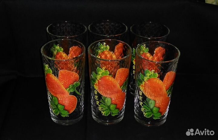 Стаканы с рисунком, 6 штук, стекло, 220 мл