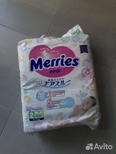 Подгузники merries S, 82 шт