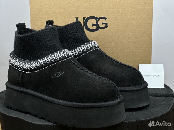Угги UGG Tazz Knit Black с носком