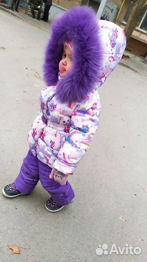 Зимний костюм с комбинезоном для девочки 92