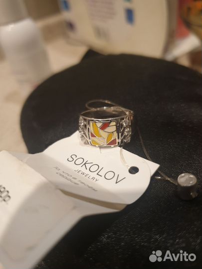 Кольцо серебро р.17