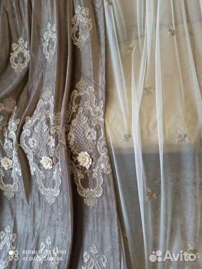 Портьеры бархат вышивка 3D,цветы италия