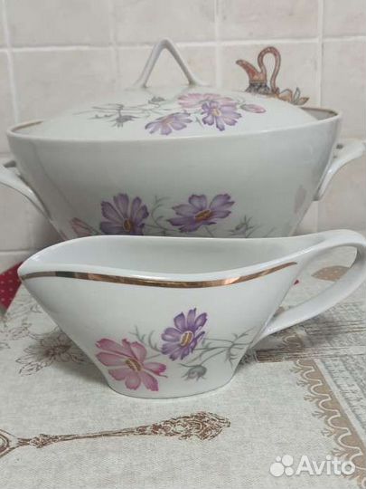 Фарфоровая супница, соусник СССР, сливочник