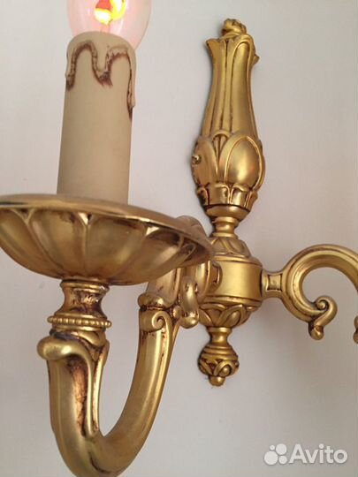 Канделябры бра светильник сусальное матовое золото