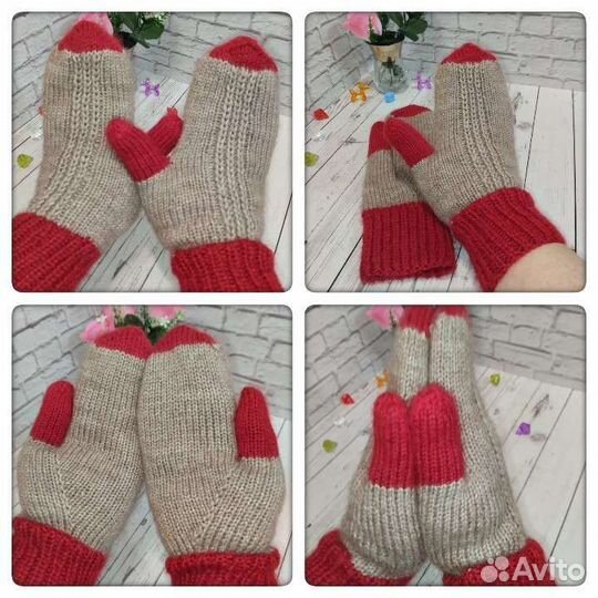 Варежки вязаные ручной работы