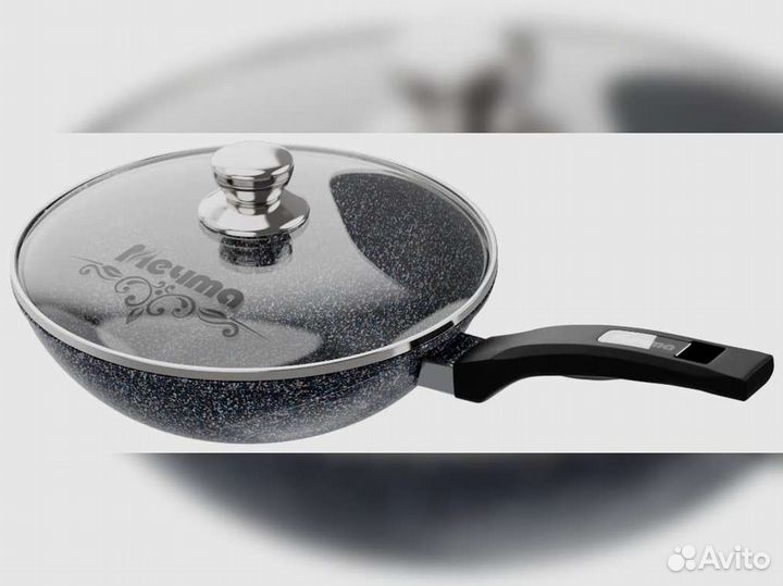 Сковорода вок d28 с крышкой Гранит star