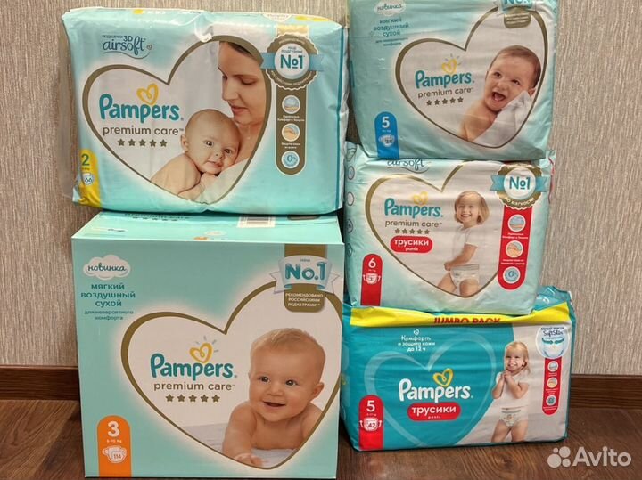 Pampers premium care подгузники, трусики 2 3 5