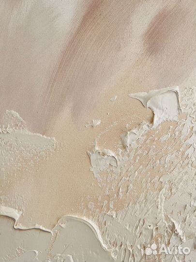 Бежевая Картина в прихожую. Кремовые Пионы картина