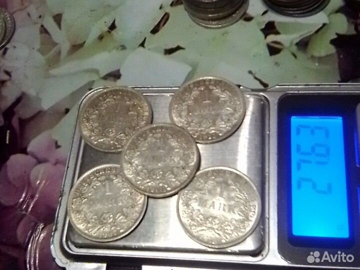 Германия. Погодовка - 1 марка. Серебро 900 Unc