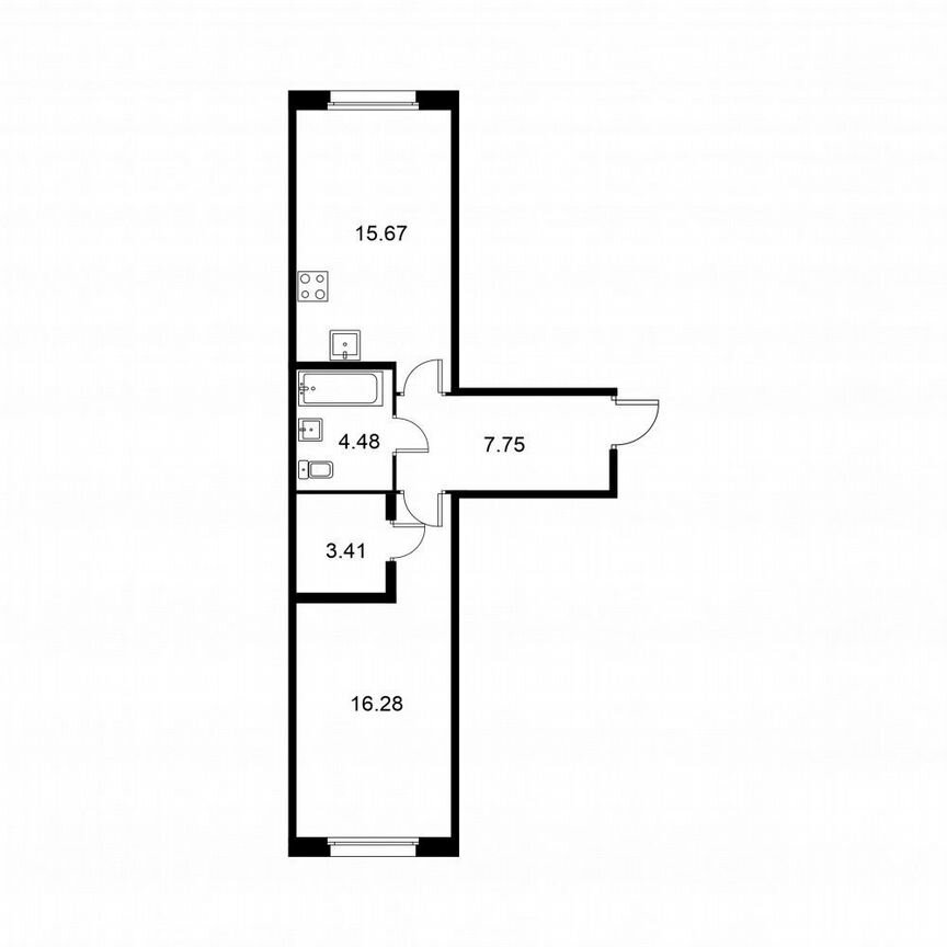 1-к. квартира, 47,6 м², 1/9 эт.
