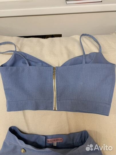 Шорты - юбка с топиком голубого цвета