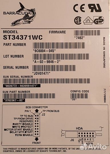 Старый U-Wide scsi Seagate Barracuda st34371wc 4.3