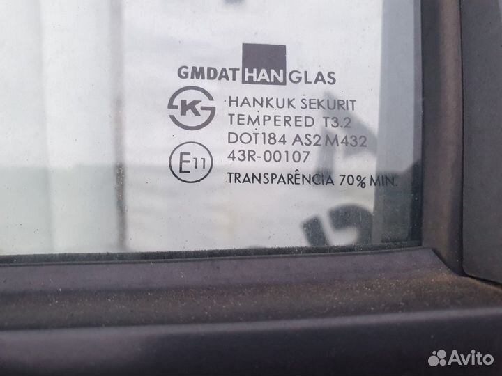 Стекло двери заднее левое Chevrolet Aveo Т200