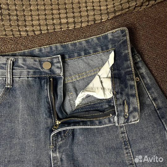 Юбка женская джинсовая миди с разрезом