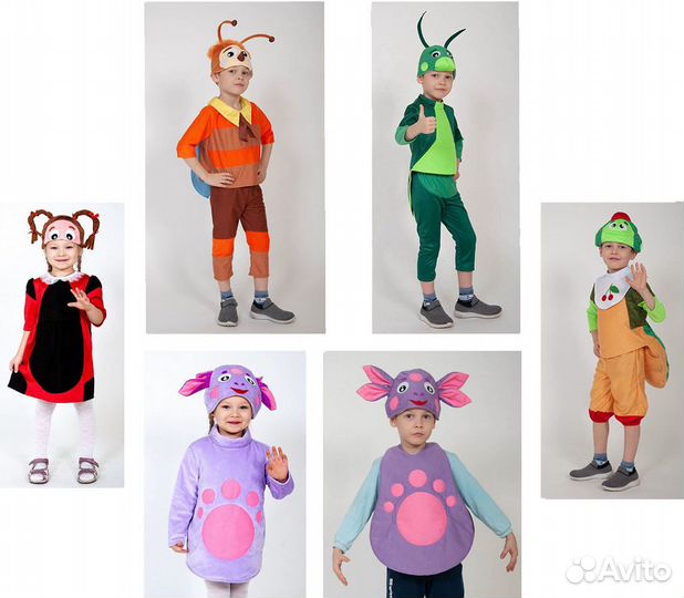 Лунтик, пчелёнок, гусеница, Кузя, Мила, тролль