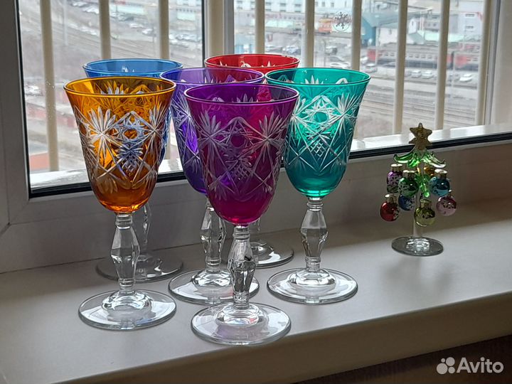 Фужеры цветное стекло