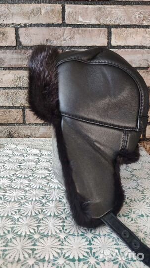 Шапка зимняя кожаная норковая мужская