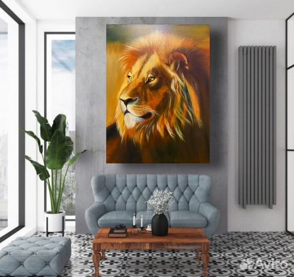 Картина маслом на холсте Лев большая