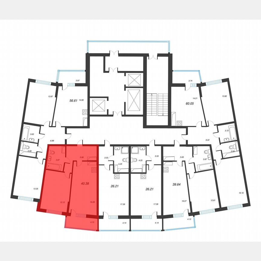 1-к. квартира, 43,3 м², 13/22 эт.