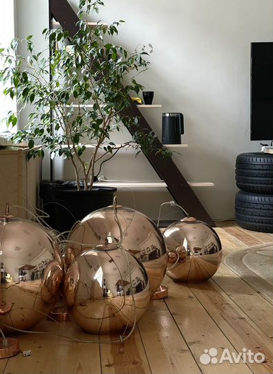 Светильник дизайнерский подвесной зеркальный, шар