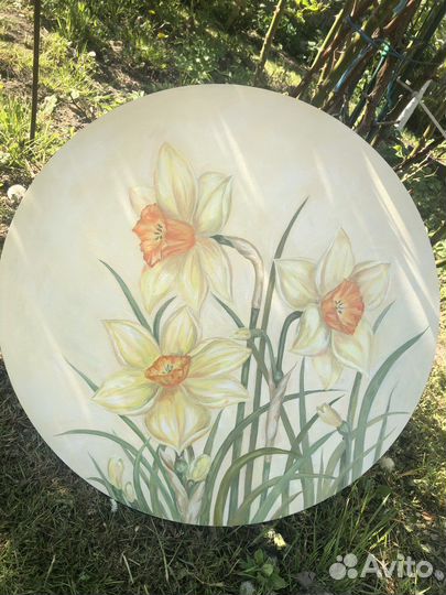 Картина маслом на холсте нарциссы