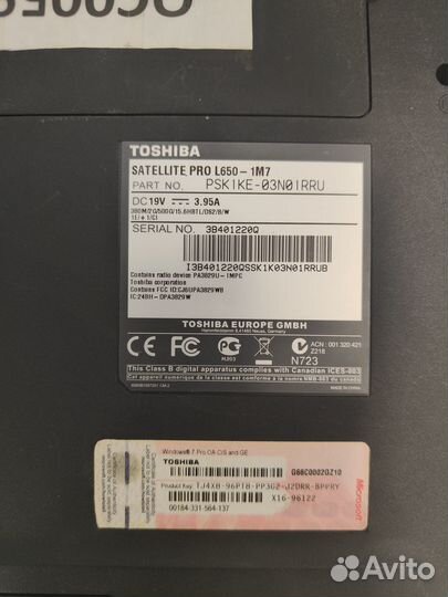 Ноутбук Toshiba satellite l650
