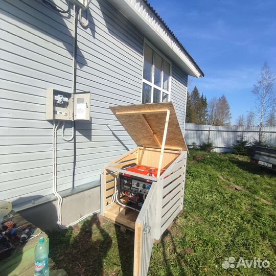 Установка генератора с автозапуском в кожухе