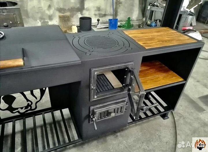 Мангал с печью и барбекю 4в1