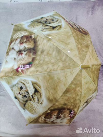 Зонт трость детский с котятами