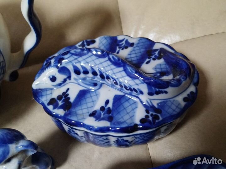 Гжель, чайный набор, с чаем