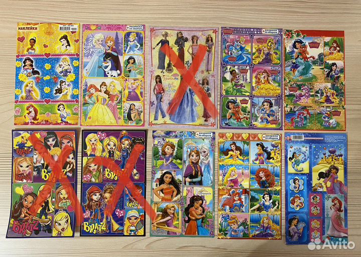 Наклейки (принцессы, барби, животные и др.)