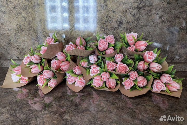 Букет тюльпанов из мыла (из трёх тюльпанов)