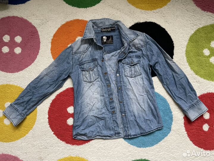 Джинсовая рубашка для мальчика 122 128