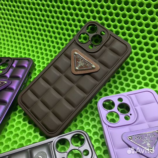 Чехол на iPhone 13 Pro Max Prada коричневый