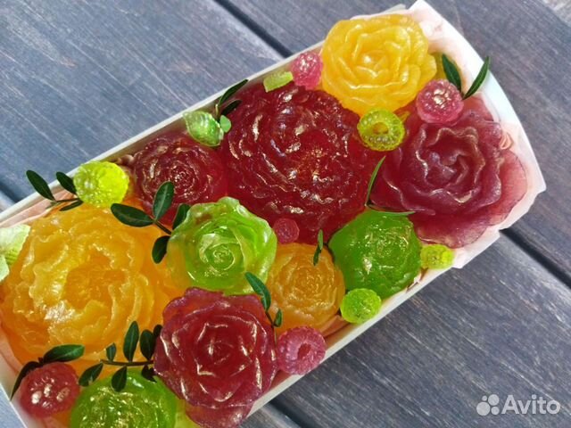 Съедобные цветы из мармелада ручной работы